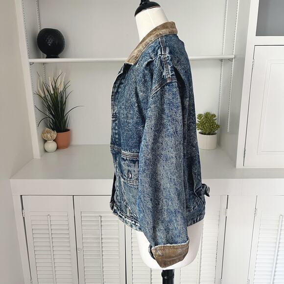 Vintage Levi's Corduroy Collar Cuff Denim Jean Jacket Unisex Size Men S/Women L - Picture 3 of 10